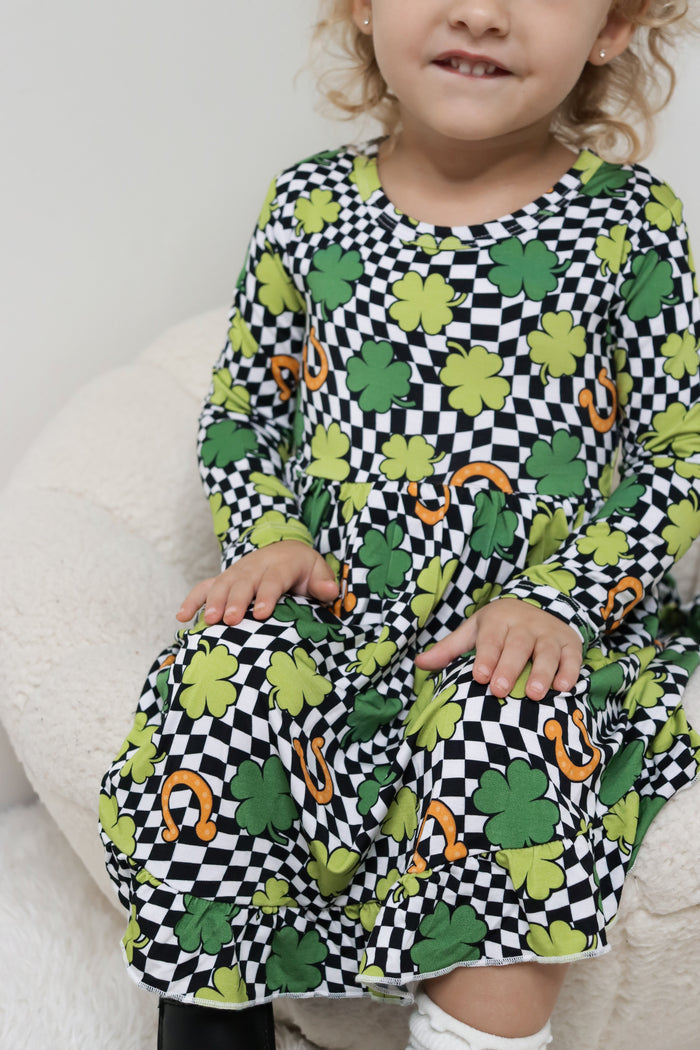 SHAMROCKIN' CHECKS DREAM RUFFLE DRESS
