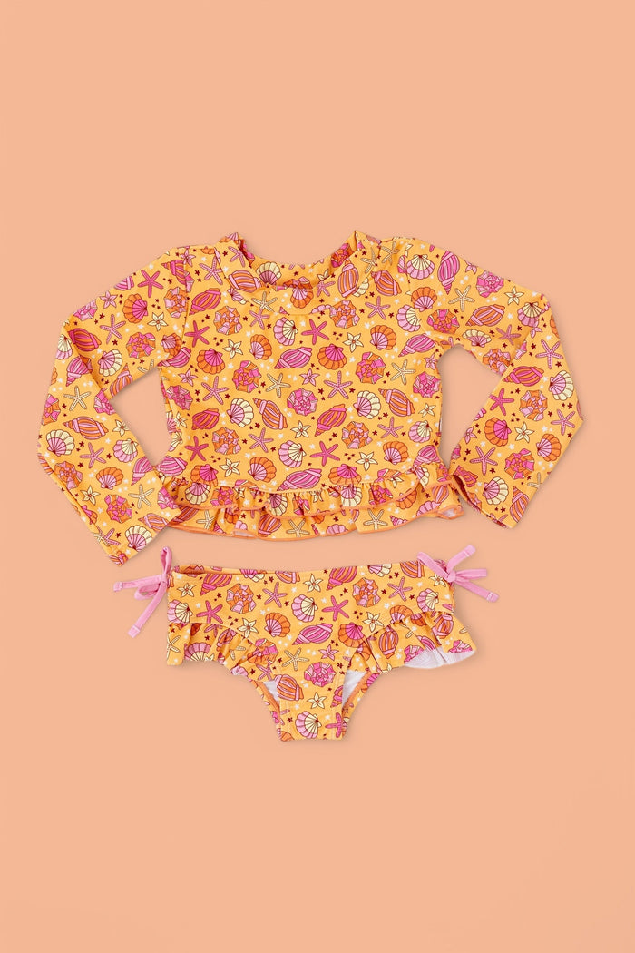 SHELLO SUMMER DREAM TWO-PIECE RASH GUARD RUFFLE SWIM SUIT