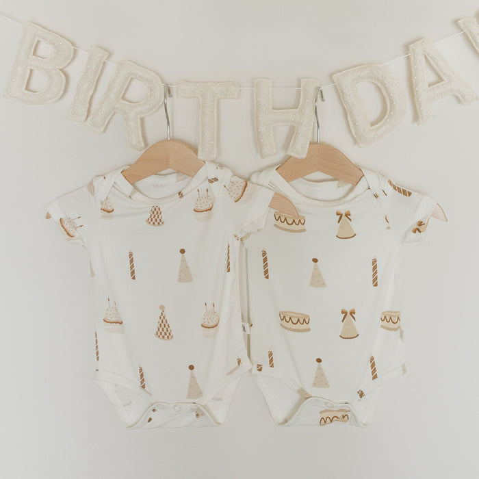 Short Sleeve Bamboo Snapsuit | Birthday Girl
