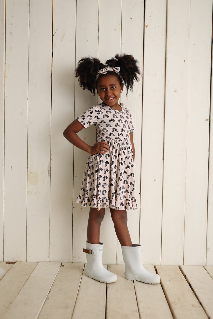 SIMPLE RAINBOW DREAM RUFFLE DRESS