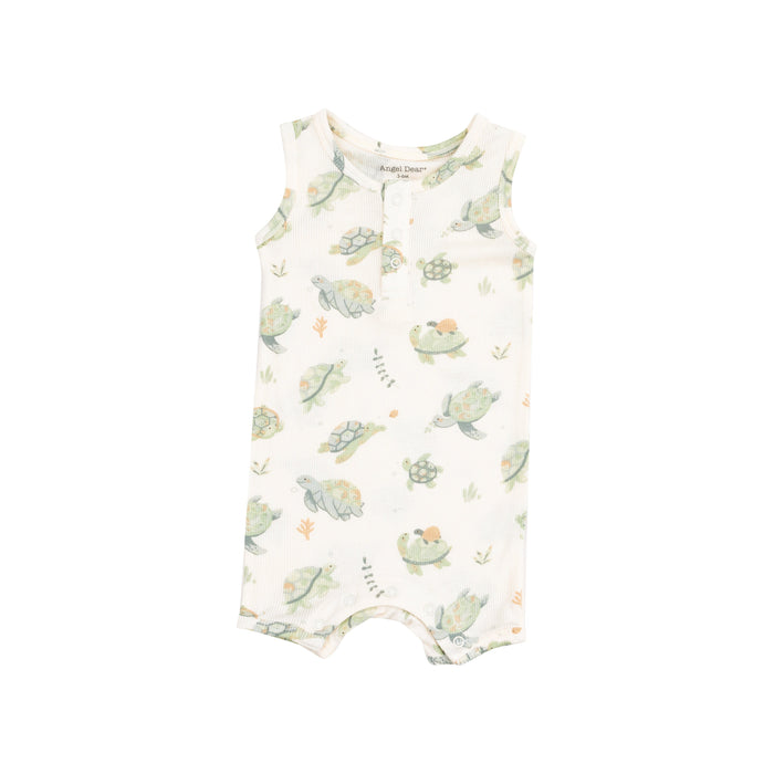 Sleevless Shortie Romper - Sea Turtles
