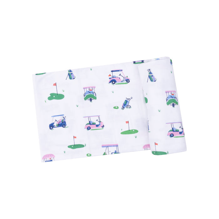 Swaddle Blanket - Vintage Golf Carts Pink