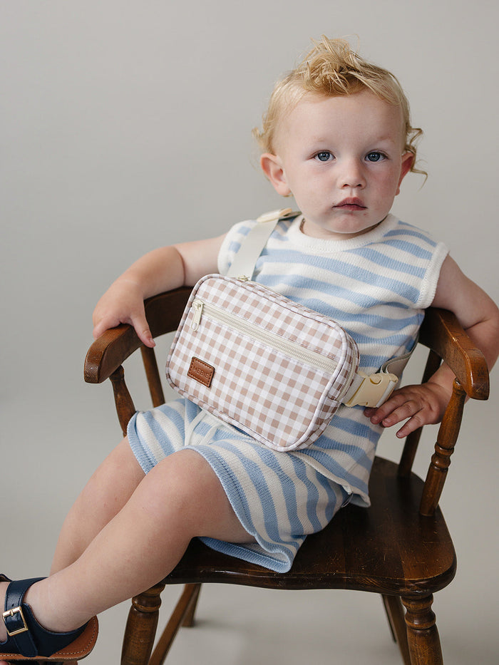 Tan Gingham Mini Fanny Pack