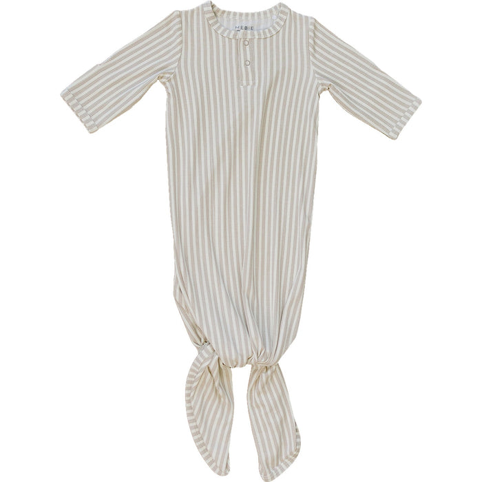 Taupe Stripe Ribbed Bamboo Knot Gown