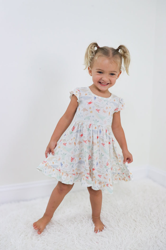 UNDERWATER ADVENTURES DREAM RUFFLE DRESS