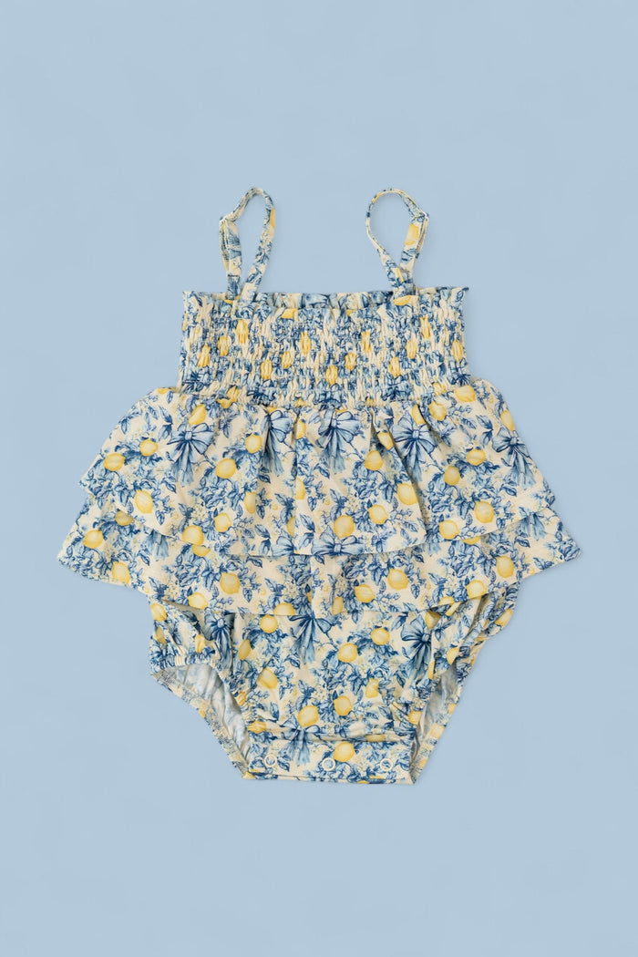 VINTAGE CITRUS TOILE SMOCKED TIERED DREAM BODYSUIT DRESS