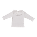 White Ribbed Ruffle Long Sleeve Top