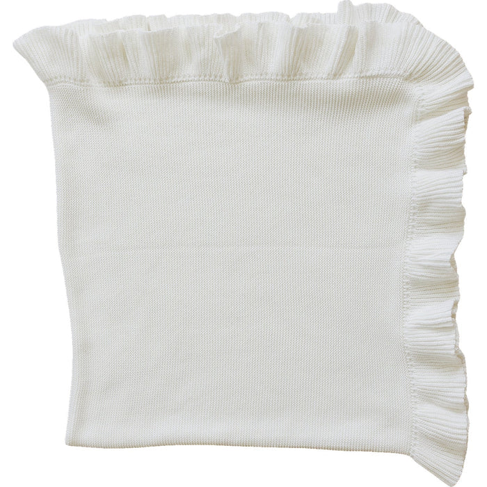 White Ruffle Knit Blanket