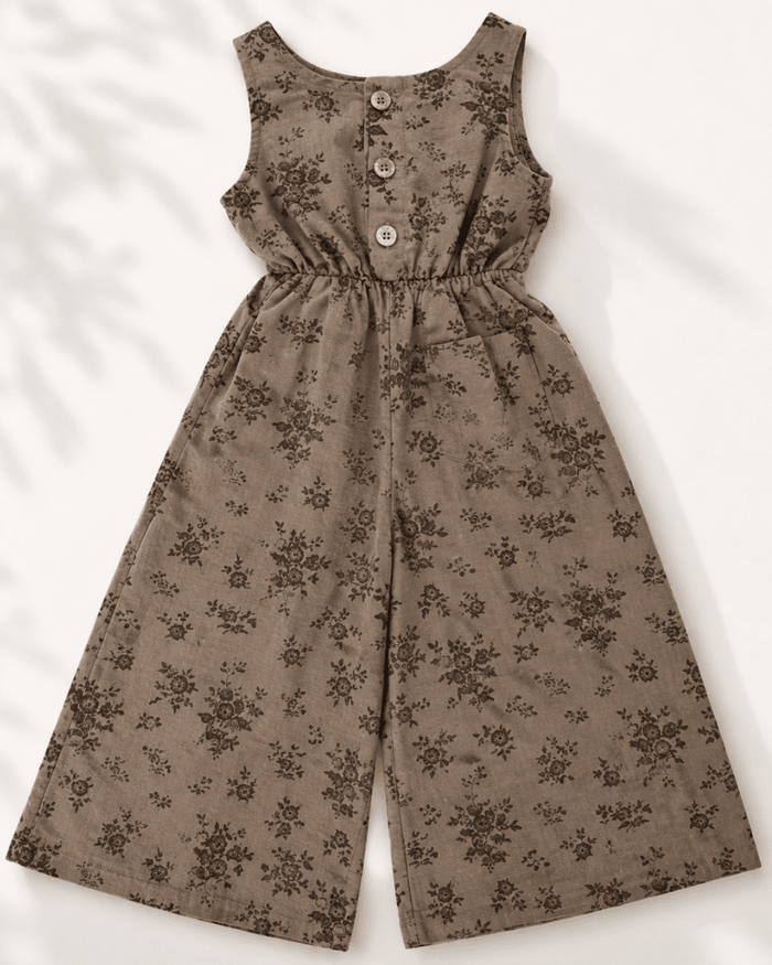 Wren Button Front Jumpsuit - Sepia Garden